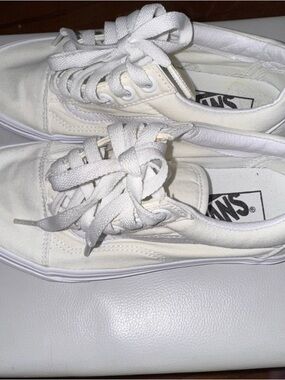 Vans White Low Top Canvas Sneakers